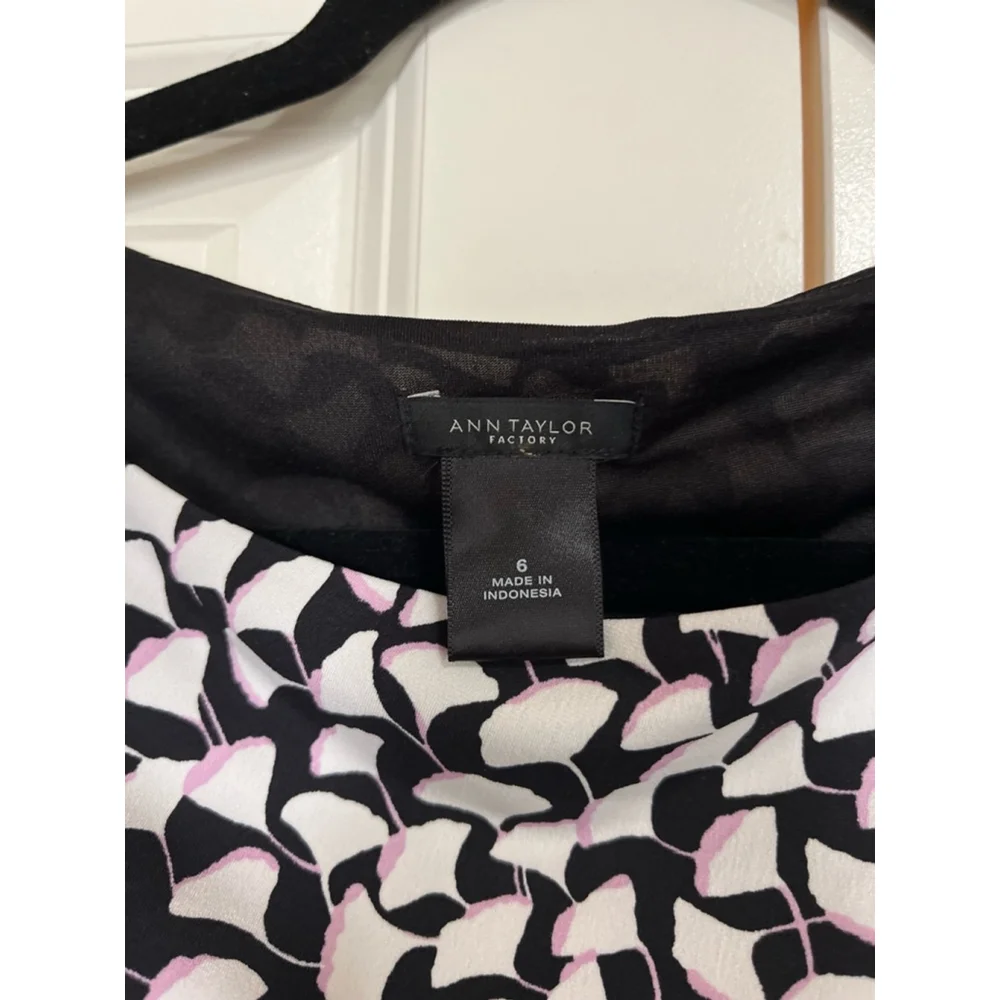 EUC Women's Ann Taylor Factory Dress Size 6 Black White Sleeveless - Picture 5 of 8